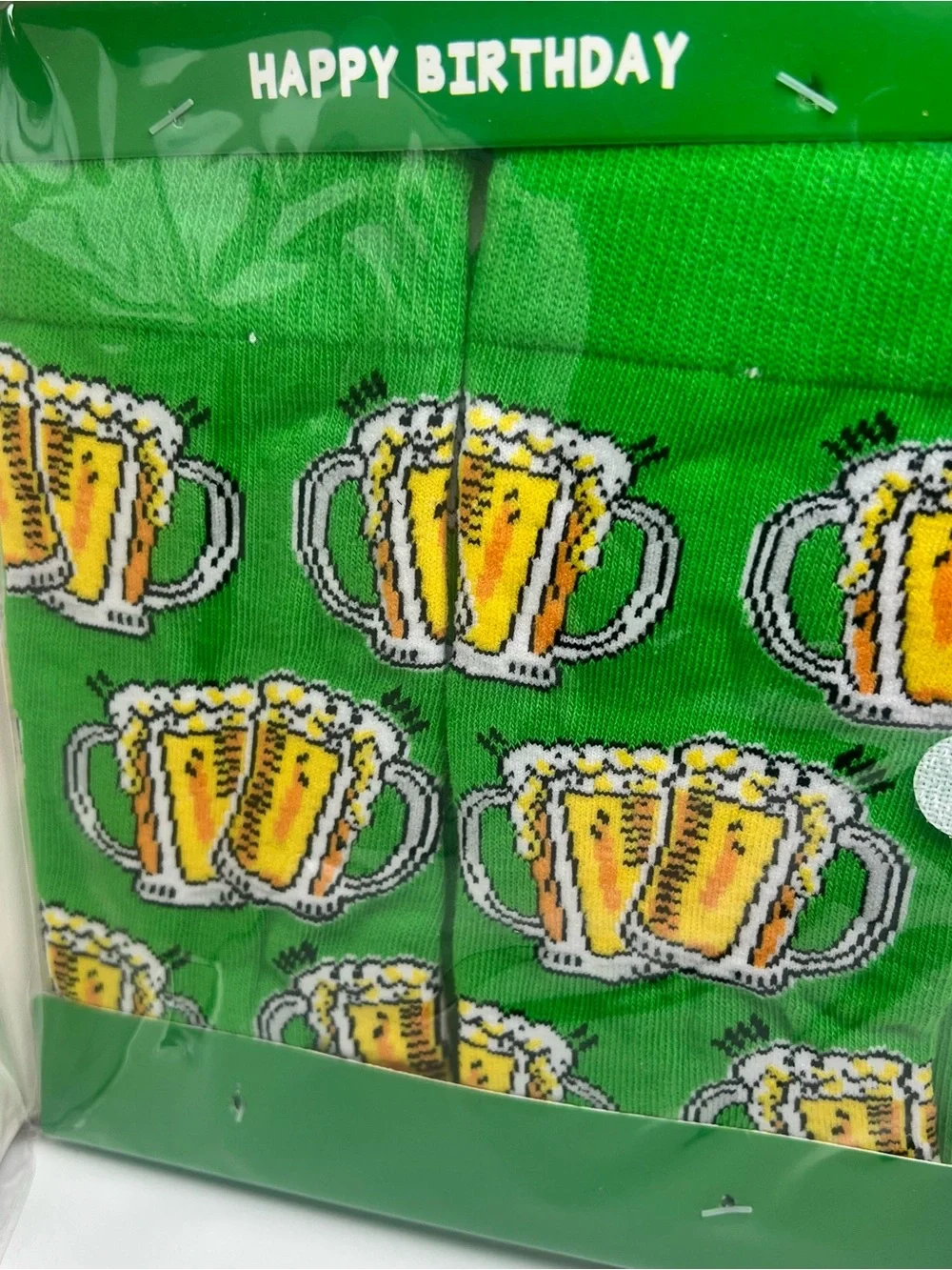 Happy Beers Clinking Birthday Card with Socks Included - Green